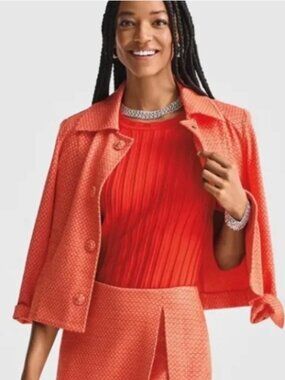 CABI Matchmaker Stretch Knit Blazer Jacket Topper Vibrant Geo Pattern #6258 XS